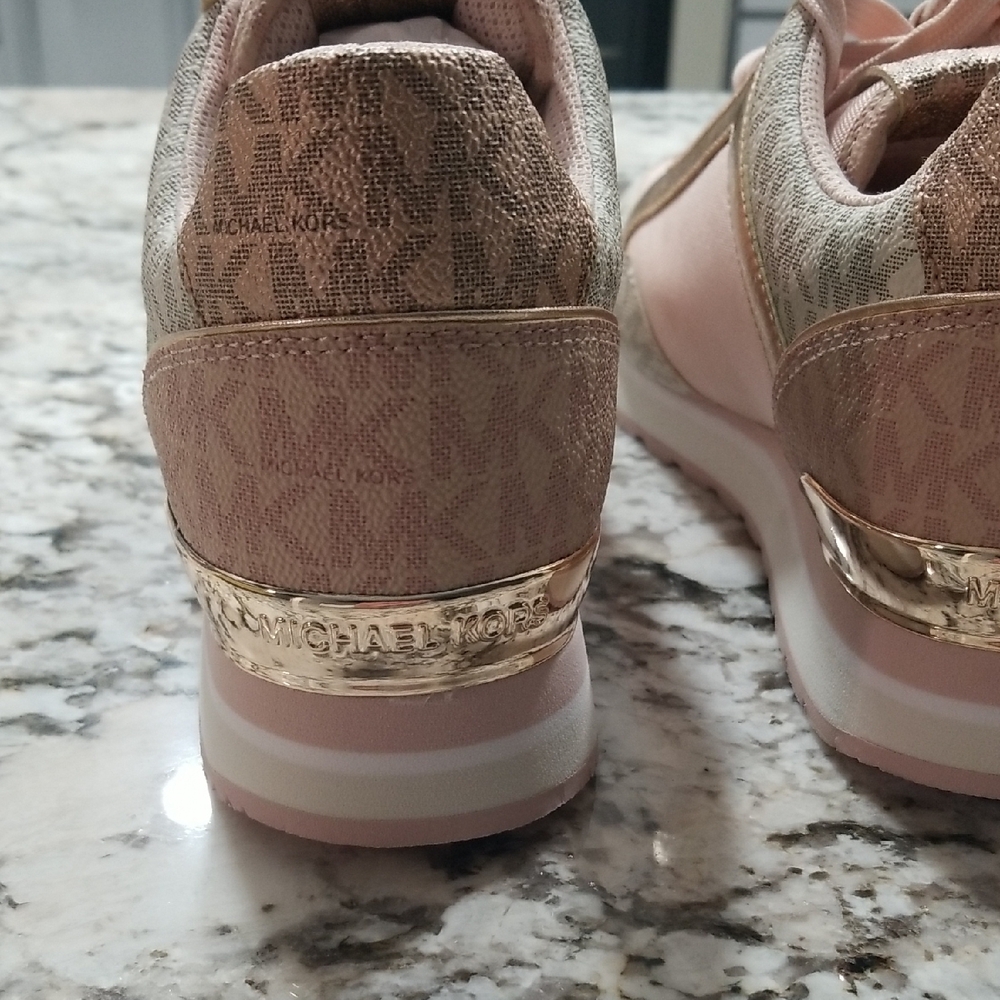 Michael Kors Pink and Gold Sneakers with leather Accents - Picture 9 of 9
